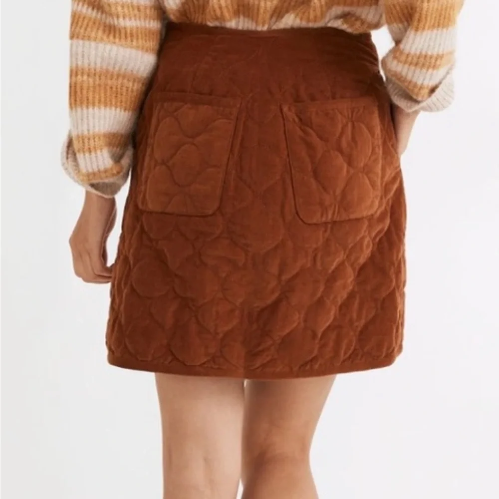 Madewell Corduroy Quilted Brown‎ Button Skirt Size 8